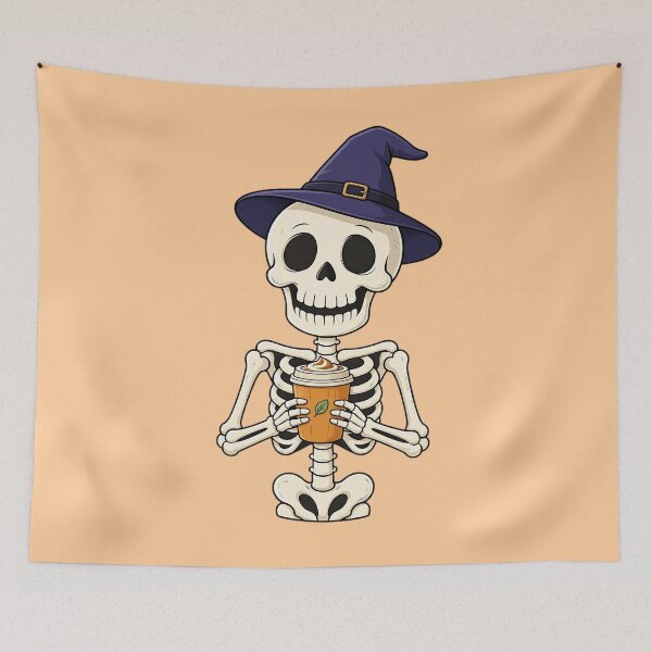 Item preview, Funny Skeleton with Pumpkin Spice Latte designed and sold by SweetLilith.