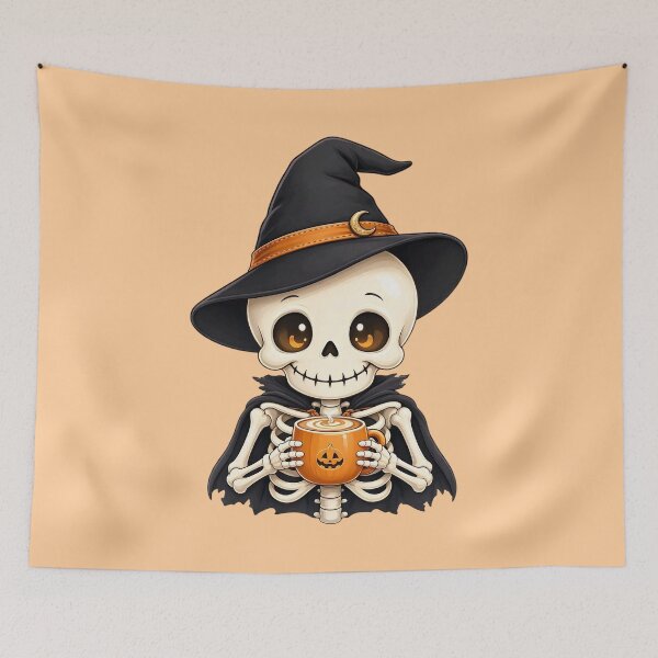 Item preview, Funny Skeleton with Pumpkin Spice Latte designed and sold by SweetLilith.