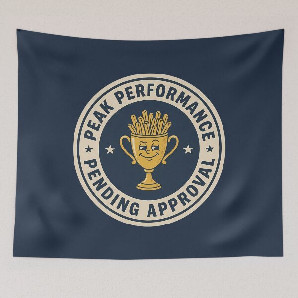 Item preview, Funny French Fries Trophy Peak Performance Badge designed and sold by DripCultureLab.