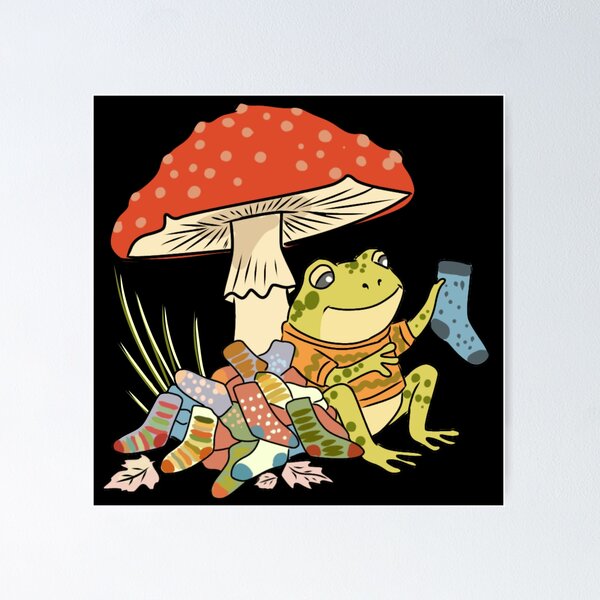 Item preview, Frog Searching for Matching Sock Autumn Cottagecore Illustration designed and sold by LeshanArt.