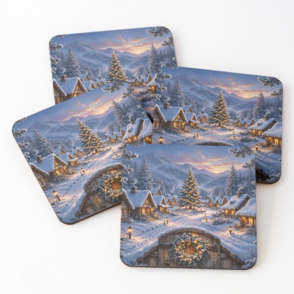 Item preview, Enchanted Christmas Village in a Winter Wonderland designed and sold by DreamyWallVibes.