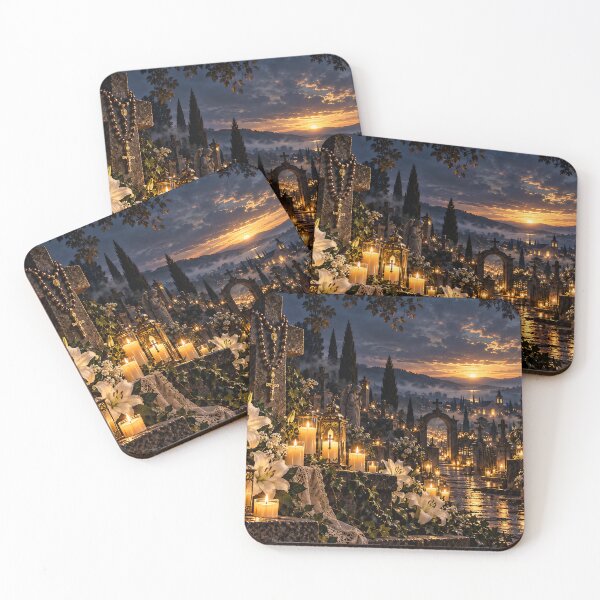 Item preview, All Souls Day – Candlelit Cemetery Catholic Remembrance Art designed and sold by DigitalChickHub.