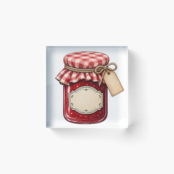 Item preview, Vintage Winter Jam Jar Clipart, Rustic Gingham Glass Jar, Retro Country Kitchen Illustration designed and sold by Verycutethings.