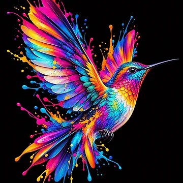 Artwork thumbnail, Colorful Hummingbird in Flight by ROUX-ART