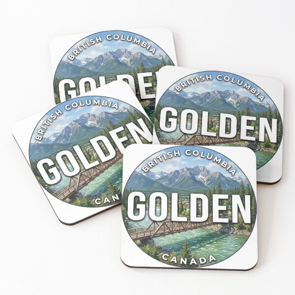 Item preview, Golden British Columbia Canada River Bridge Round Badge Sticker designed and sold by DetourDgn.