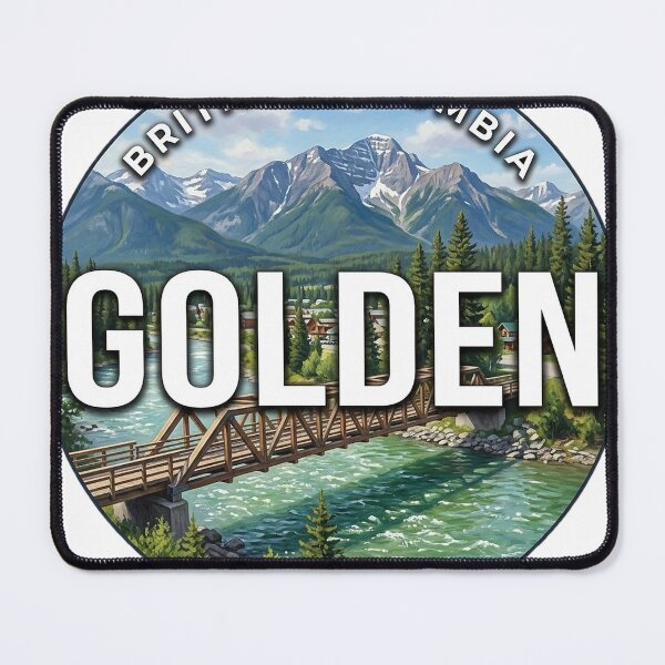 Item preview, Golden British Columbia Canada River Bridge Round Badge Sticker designed and sold by DetourDgn.