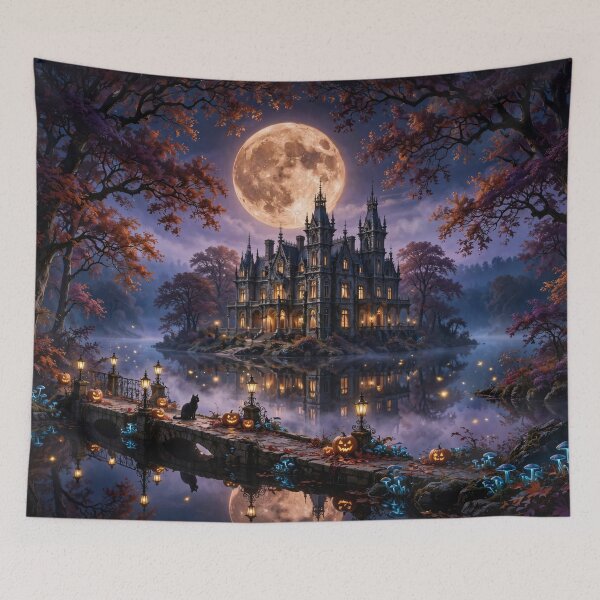 Item preview, Moonlit Enchantment at the Haunted Castle designed and sold by DreamyWallVibes.