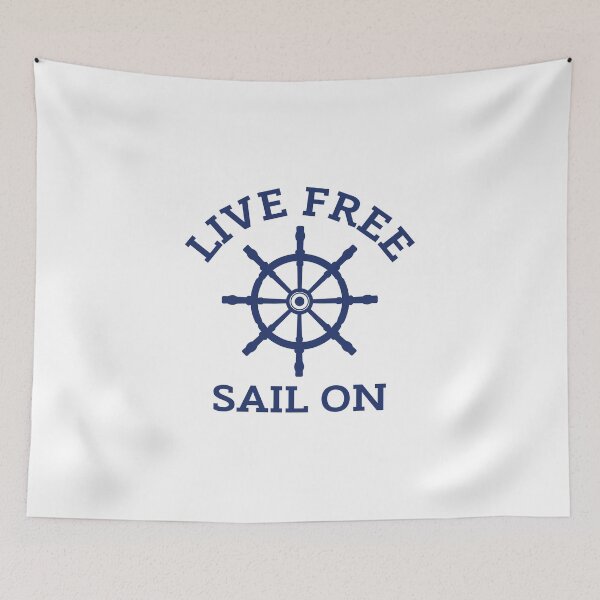 Item preview, Live Free Sail On Nautical Ship Wheel Sailing Quote designed and sold by HYPNK.