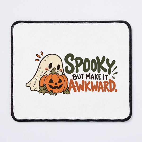 Item preview, Spooky But Make It Awkward Ghost Sticker - Shy Halloween Quote designed and sold by VYBEHAUS.