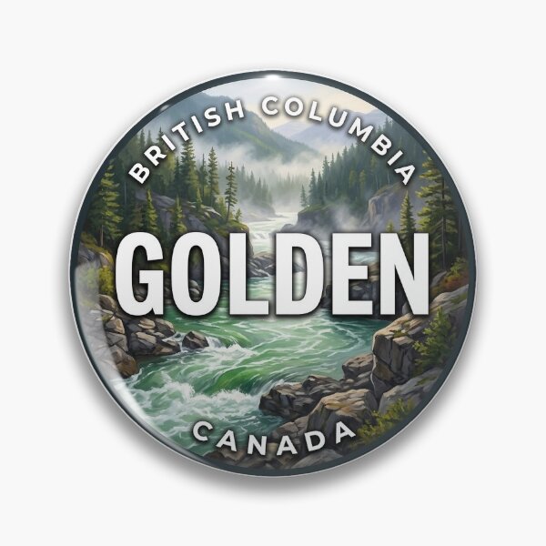 Item preview, Golden British Columbia Canada River Canyon Round Badge Sticker designed and sold by DetourDgn.