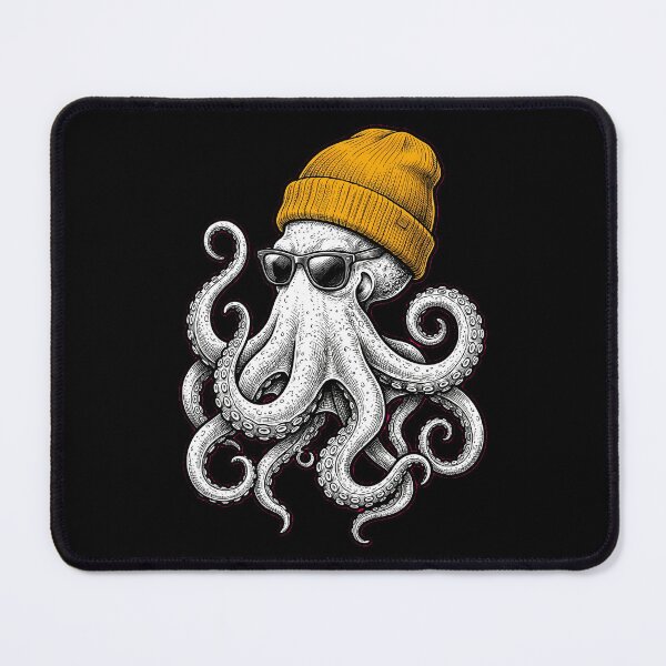 Item preview, Winter Octopus Wearing Beanie - Cute Ocean Animal Retro designed and sold by dudelinart.