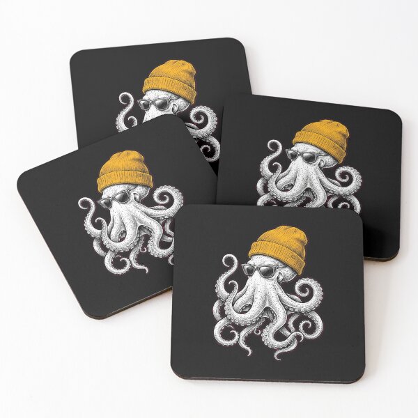 Item preview, Winter Octopus Wearing Beanie - Cute Ocean Animal Retro designed and sold by dudelinart.