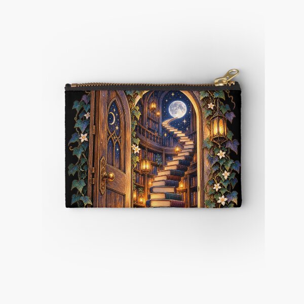 Item preview, Moonlit Library Door Watercolor Book Lover Art designed and sold by TeNovaStudio.