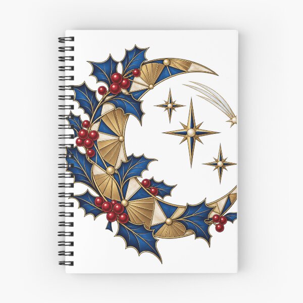 Item preview, Celestial Holly Crescent Geometric Christmas Moon Art designed and sold by TeNovaStudio.