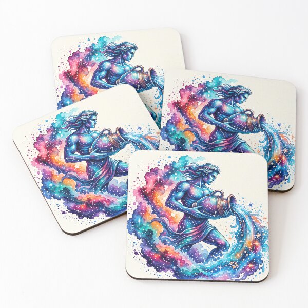 Item preview, Cosmic Aquarius Water Bearer Zodiac Art Print designed and sold by Clavivs.