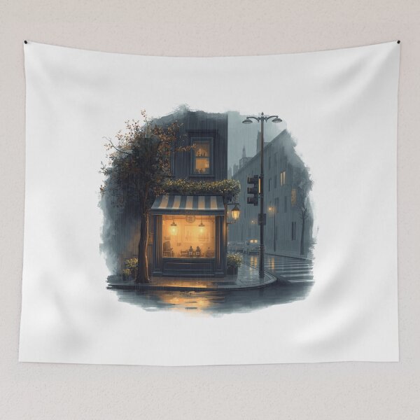 Item preview, The Café at the End of the Rain designed and sold by catcurio.