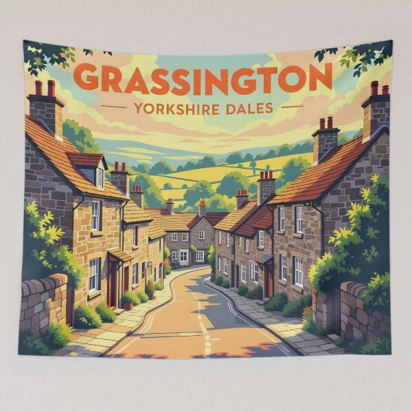 Artikelvorschau, Grassington, Yorkshire Dales – Vintage-Reiseposter entworfen und verkauft von LSVart.