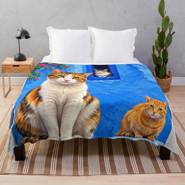 Item preview, Cats of the Blue Medina – Colorful Moroccan Wall Art designed and sold by aliyehc.
