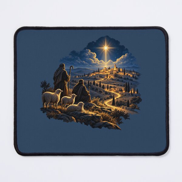 Item preview, Road to Bethlehem – Christian Christmas Star and Shepherds designed and sold by astersgraphics.