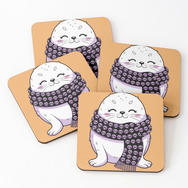 Item preview, Cute Baby Seal Skull Scarf – Kawaii Halloween Animal Art designed and sold by jkrphoto.