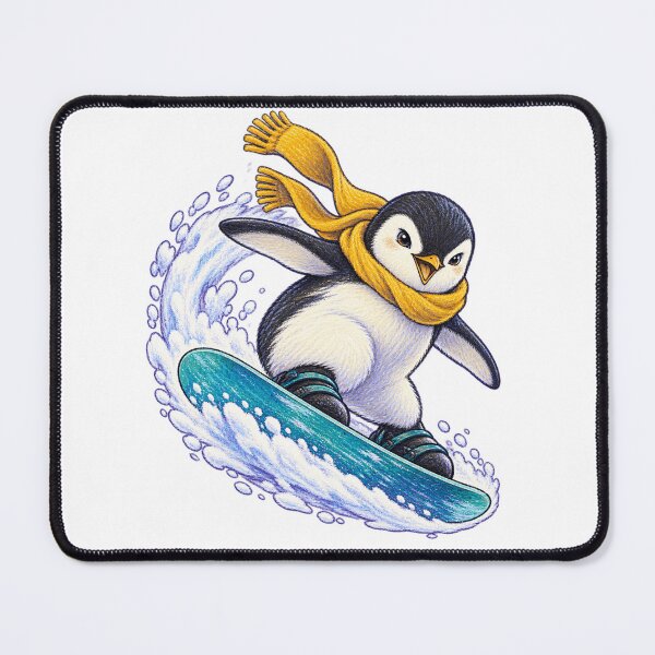 Item preview, Snowboard Penguin Chalk Pastel Winter Sport Art designed and sold by TeNovaStudio.