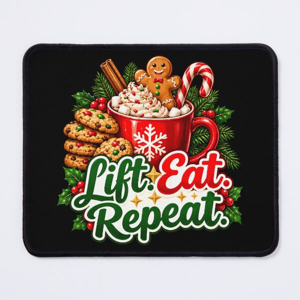 Item preview, Christmas Gym Humor – Lift Eat Repeat Hot Cocoa & Cookies designed and sold by SVALANART.