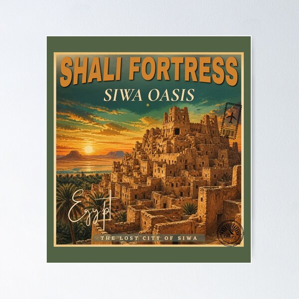 Item preview, Shali Fortress Siwa Oasis Egypt Vintage Travel Poster designed and sold by KaBaRen.