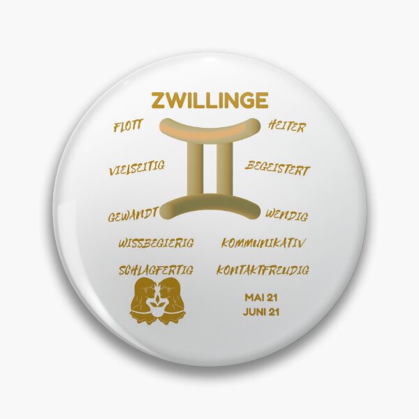 Item preview, Zwillinge Zodiac Sign Astrology Symbol Horoscope - Metallic Gold & White (German Version) designed and sold by ZODIARA.