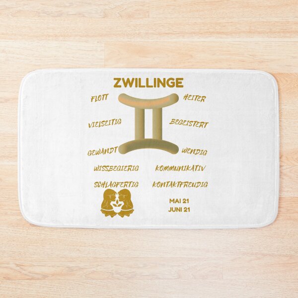 Item preview, Zwillinge Zodiac Sign Astrology Symbol Horoscope - Metallic Gold & White (German Version) designed and sold by ZODIARA.