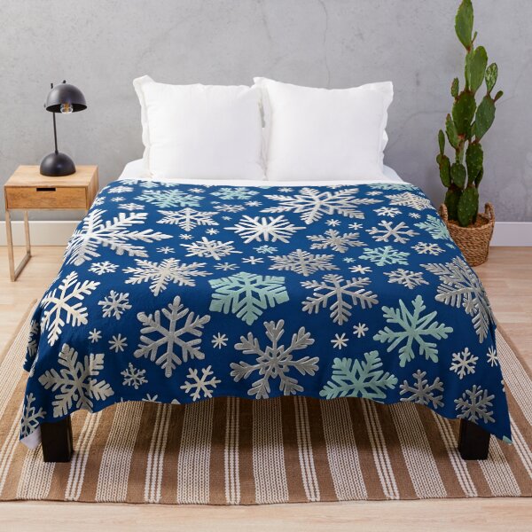 Item preview, Patrón de copos de nieve plateados y blancos para las fiestas de invierno designed and sold by Sybille-Yates.