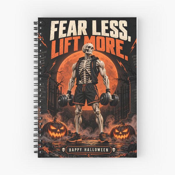 Item preview, Fear Less Lift More Muscular Skeleton Gym Halloween Poster designed and sold by YasminTaha.
