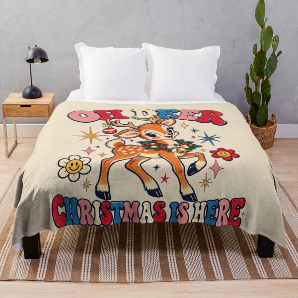 Item preview, Oh Deer Christmas Is Here Retro Deer and Groovy Lettering designed and sold by AmiGraph.
