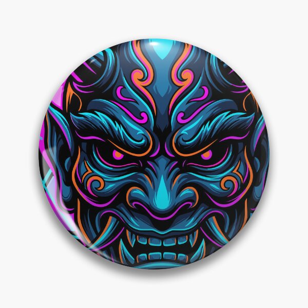 Item preview, Aggressive Neon Oni Mask Ornate Design designed and sold by Ranpict.