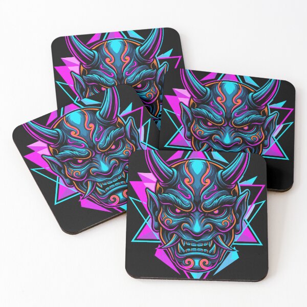 Item preview, Aggressive Neon Oni Mask Ornate Design designed and sold by Ranpict.