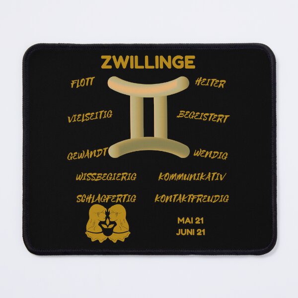 Item preview, Zwillinge Zodiac Sign Astrology Symbol Horoscope - Metallic Gold & Black (German Version) designed and sold by ZODIARA.