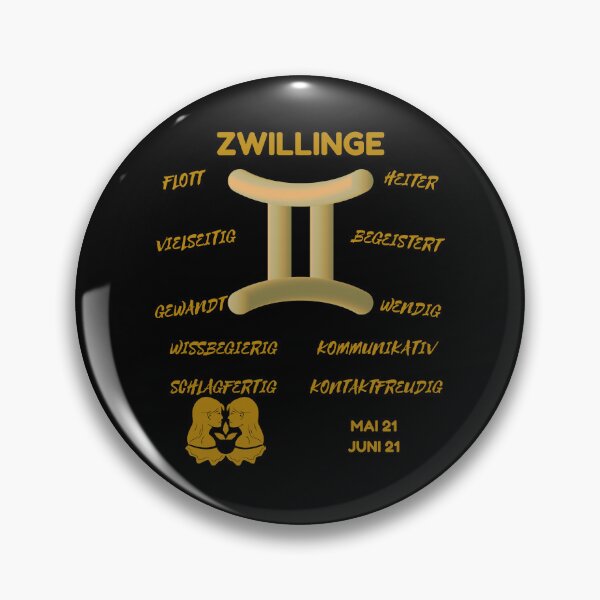 Item preview, Zwillinge Zodiac Sign Astrology Symbol Horoscope - Metallic Gold & Black (German Version) designed and sold by ZODIARA.