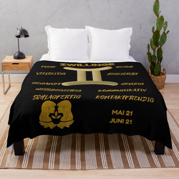 Item preview, Signo zodiacal Zwillinge - Horóscopo con símbolos astrológicos - Dorado metálico y negro (versión en alemán) designed and sold by ZODIARA.