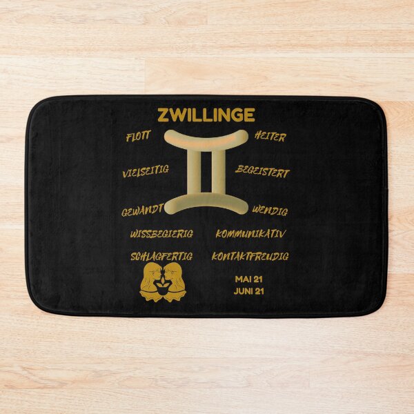 Item preview, Zwillinge Zodiac Sign Astrology Symbol Horoscope - Metallic Gold & Black (German Version) designed and sold by ZODIARA.