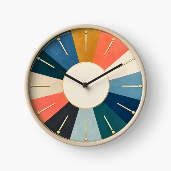 Item preview, Reloj moderno de mediados de siglo con bloques de color: arte geométrico retro. designed and sold by astersgraphics.