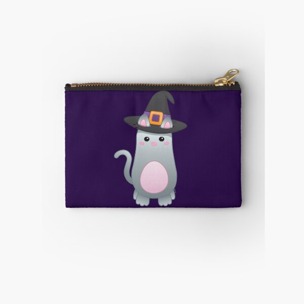 Item preview, Kawaii Halloween Gray Cat in Witch Hat designed and sold by Agamaji.