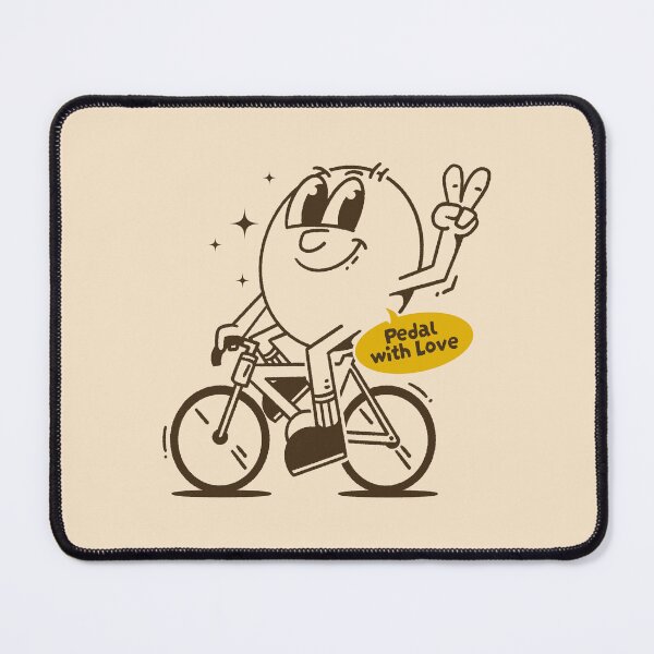 Item preview, Retro Cartoon Character on Bicycle 'Pedal with Love' - Vintage Mascot Design designed and sold by adipra.