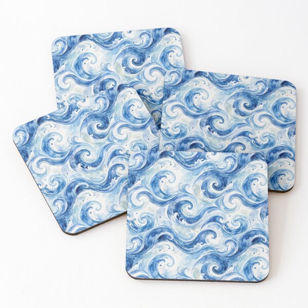 Item preview, Blue Watercolor Ocean Waves | Coastal Abstract Pattern designed and sold by Mellowtint Studio.