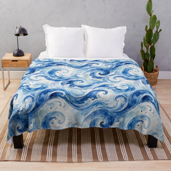Item preview, Blue Watercolor Ocean Waves | Coastal Abstract Pattern designed and sold by Mellowtint Studio.