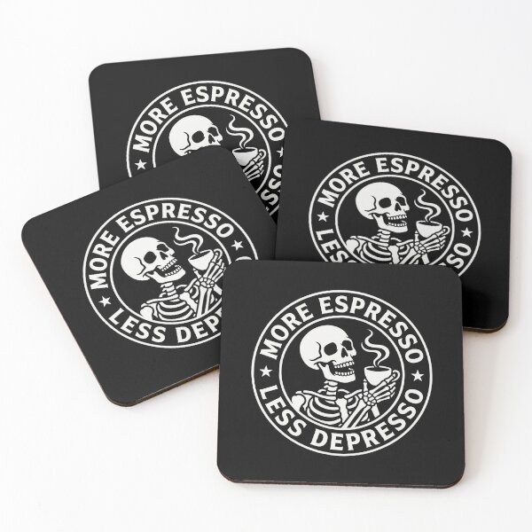 Item preview, More Espresso Less Depresso Funny Skeleton Coffee Lover Gothic designed and sold by YOUNG DREAM STORE.
