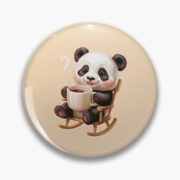Item preview, A cute baby panda with a round head, big dark eyes, and a small smiling mouth, sitting relaxed in a small classic wooden rocking chair designed and sold by 123ks.