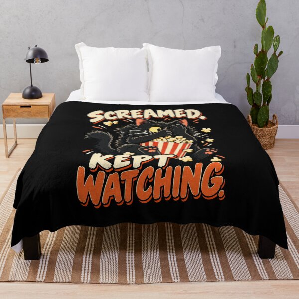 Item preview, Funny Black Cat Horror Movie Fan - Screamed Kept Watching designed and sold by MOTIFOLK.
