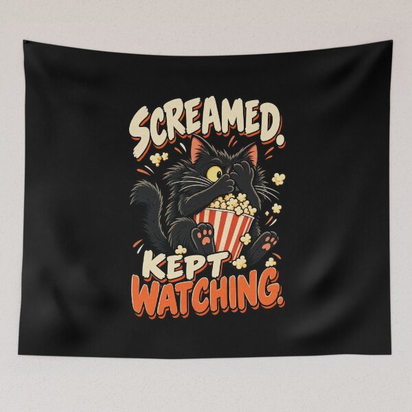 Item preview, Funny Black Cat Horror Movie Fan - Screamed Kept Watching designed and sold by MOTIFOLK.