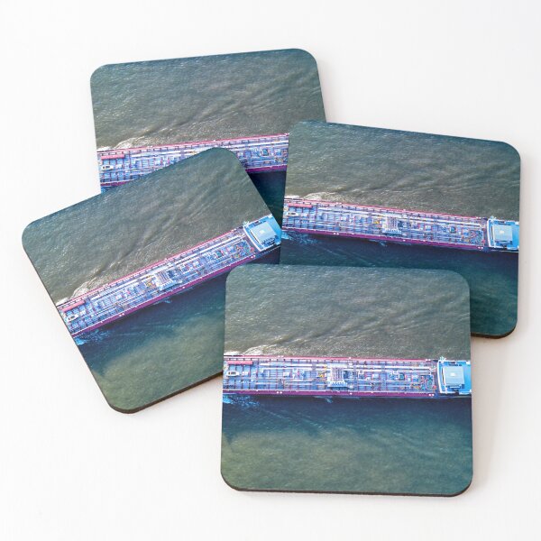 Item preview, Top-down Aerial of Cargo Ship on Turquoise Water designed and sold by ShotsByLau.