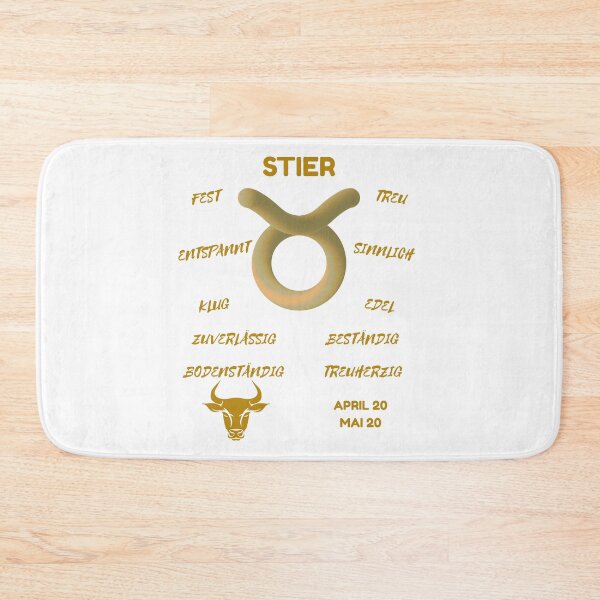 Item preview, Stier Zodiac Sign Astrology Symbol Horoscope - Metallic Gold & White (German Version) designed and sold by ZODIARA.