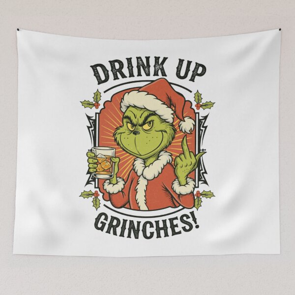 Item preview, Grinch Santa Claus - Drink Up Grinches! Vintage Retro Christmas designed and sold by Chetzarart.